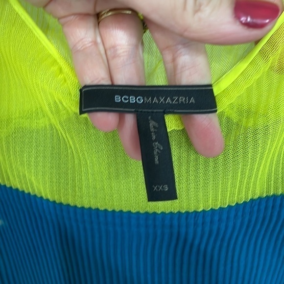 BCBGMAXAZRIA KASSANDRA PLEATED COLOR-BLOCKED DRESS NIQ6U633 SIZE XXS - Picture 6 of 9